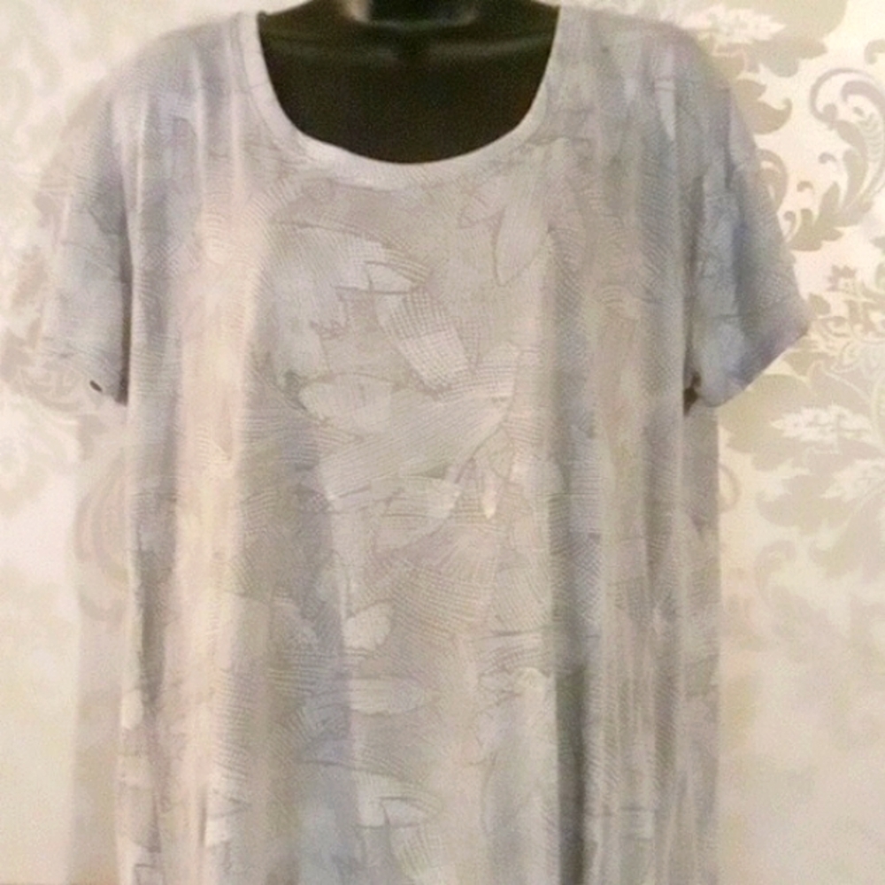 Xersion Gray Patterned Short Sleeve Tee with Side Tie